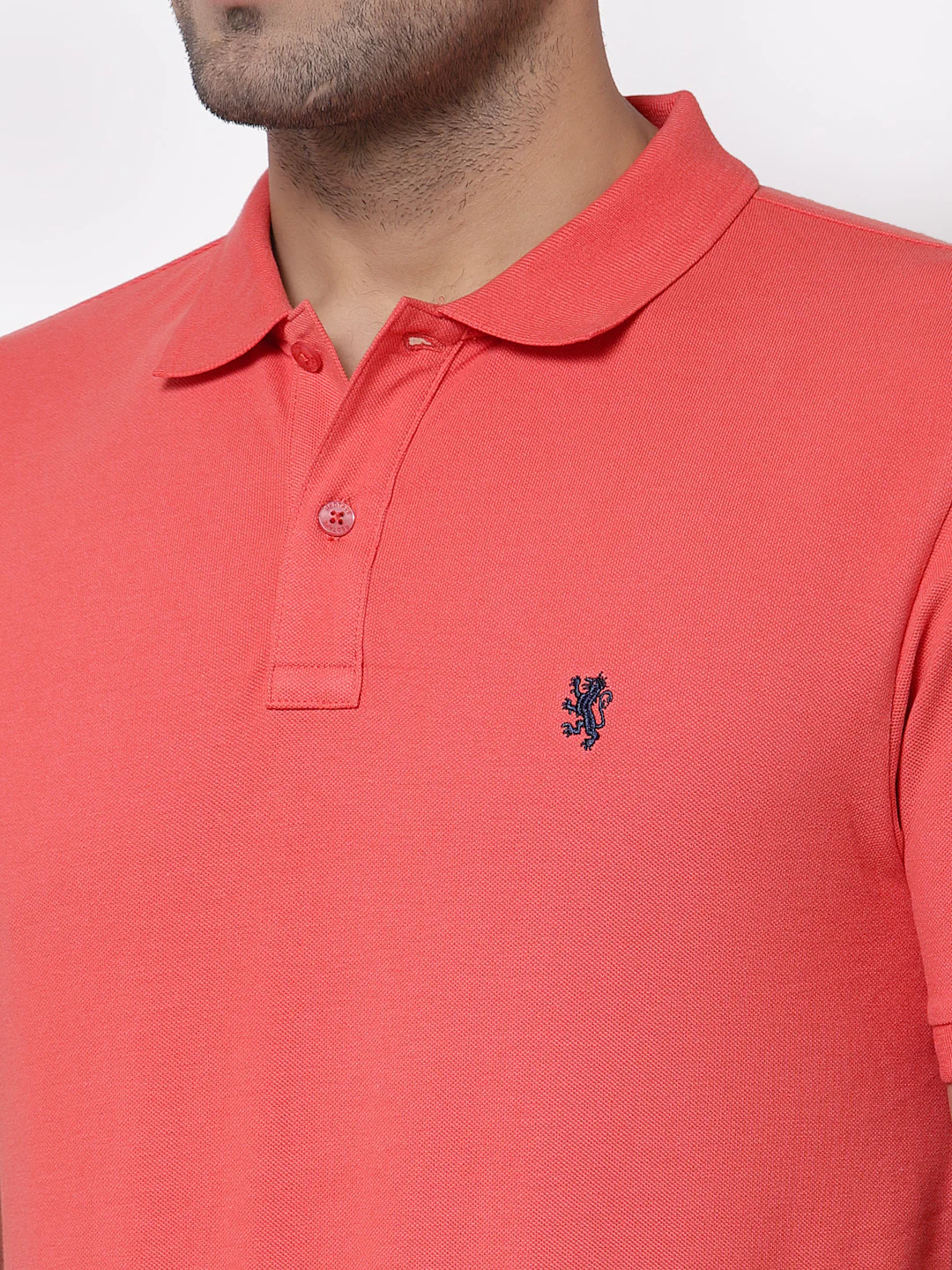 Men Coral Polo Neck T-Shirt - Image 4