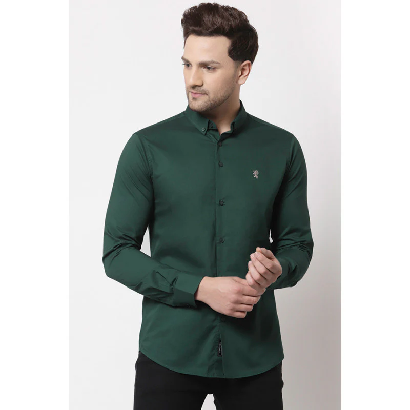 Men's Dark Green Solid Shirt