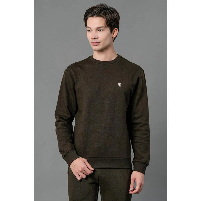 Men's Dark Olive Solid Sweatshirt