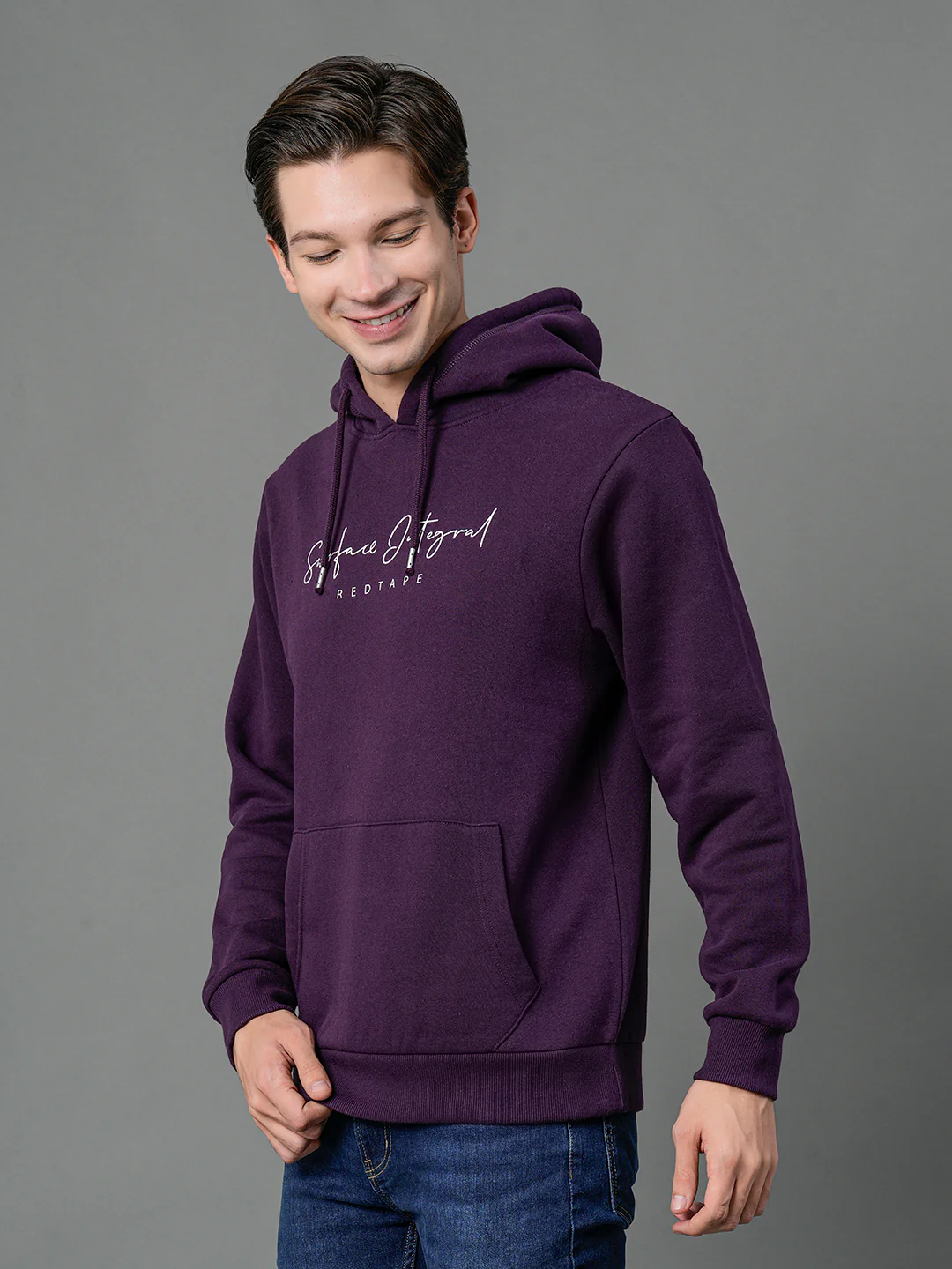 Men's Dark Purple Graphic Print Hoodie - Image 3