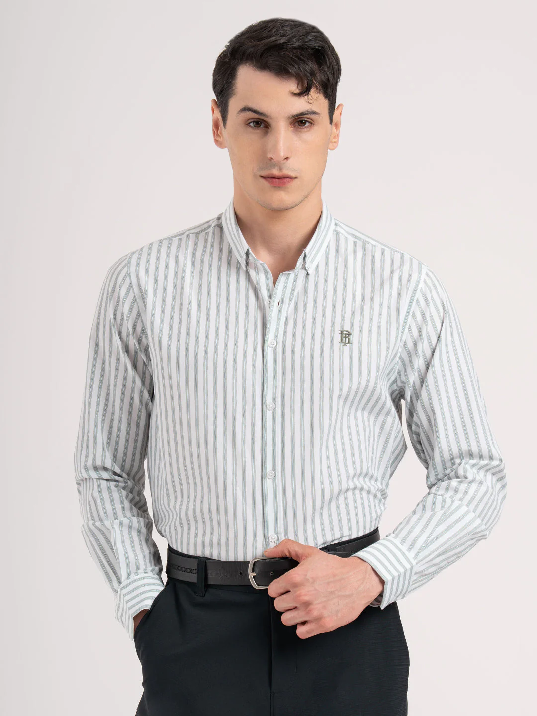 Mens Full Sleeve Striped Oxford Shirt