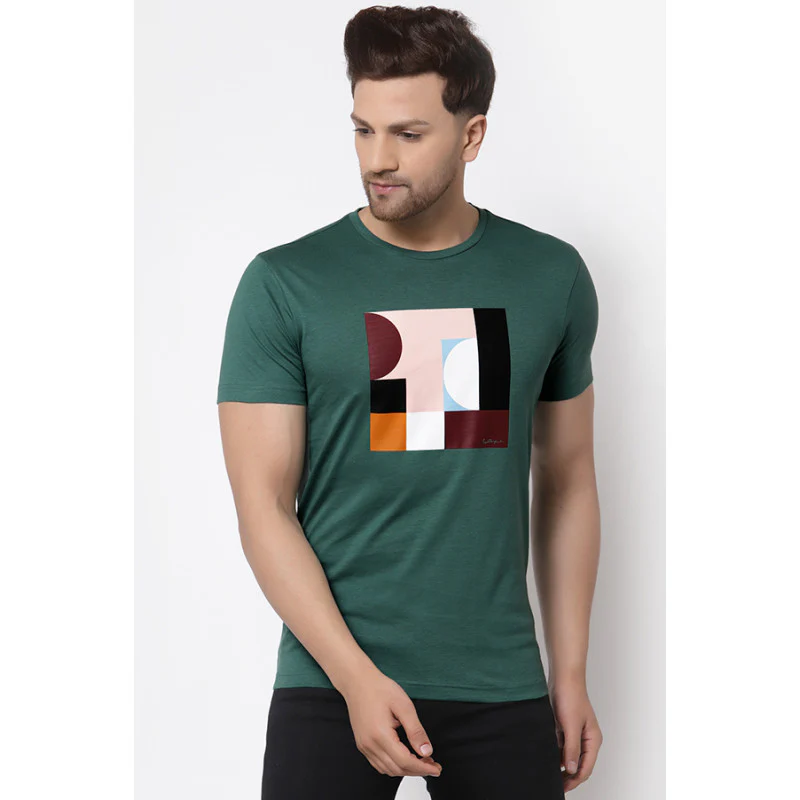 Men Green Printed T-Shirt