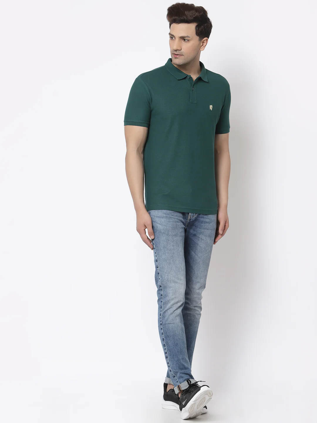 Men Green Polo Neck T-Shirt - Image 5