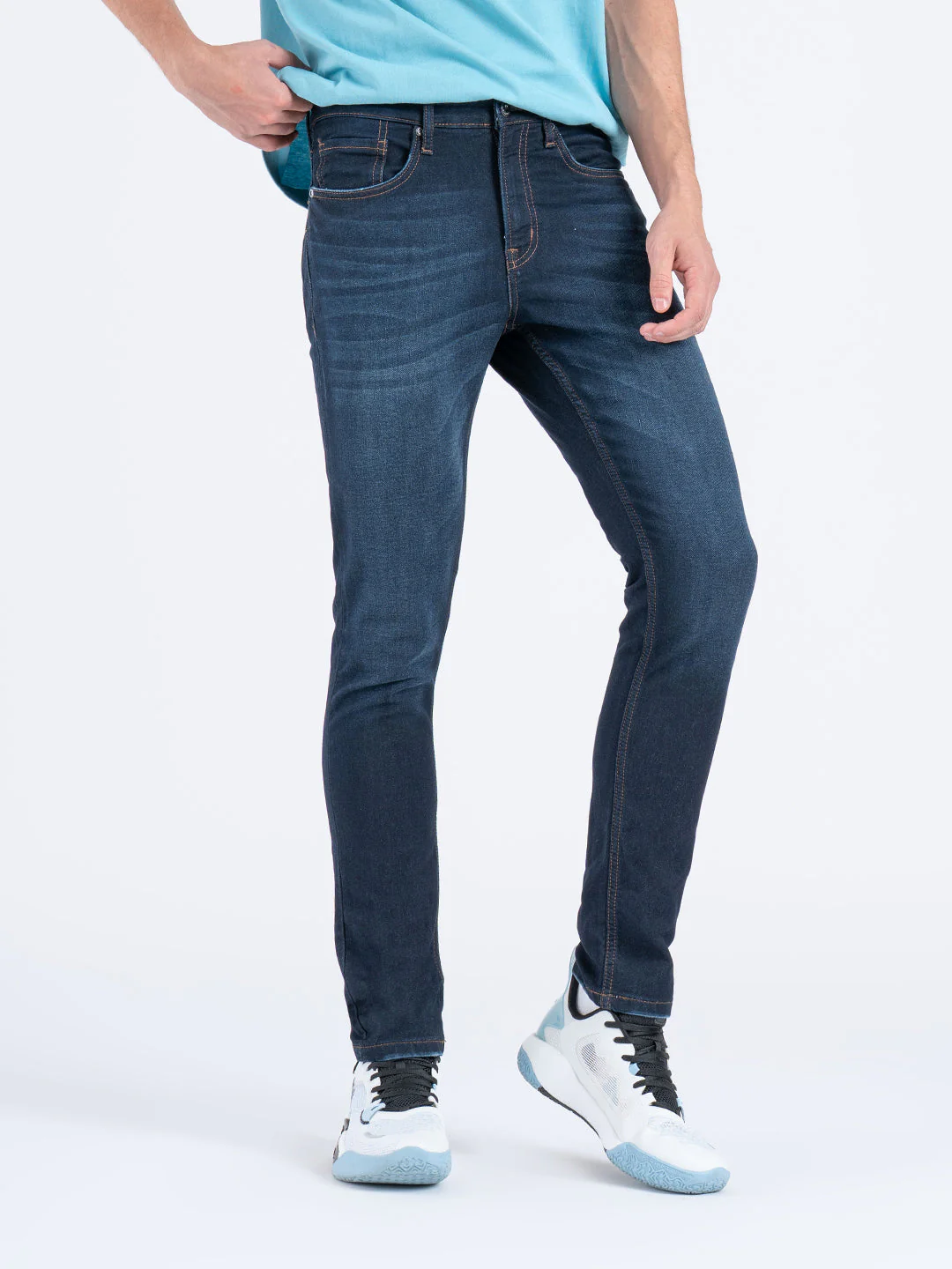 Men's Knitted Skinny Fit Denim Jeans - Image 3