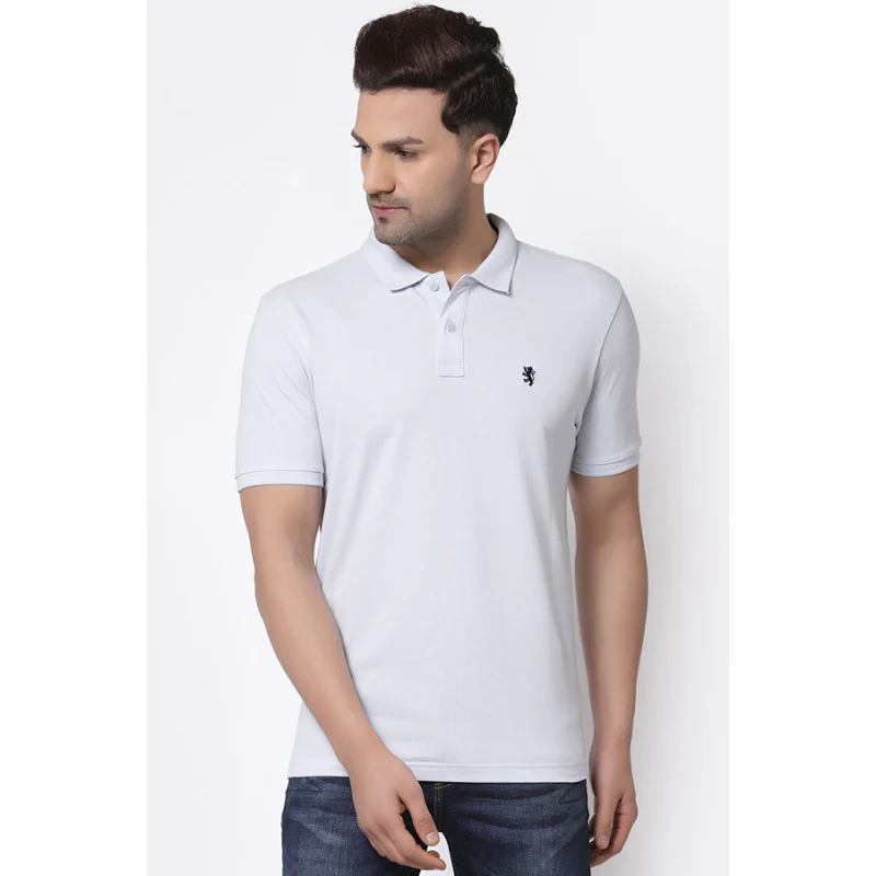 Men Light Blue Polo Neck T-Shirt
