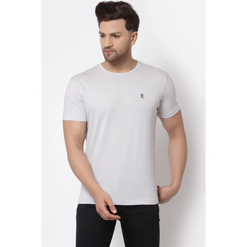 Men's Light Grey Solid T-Shirt