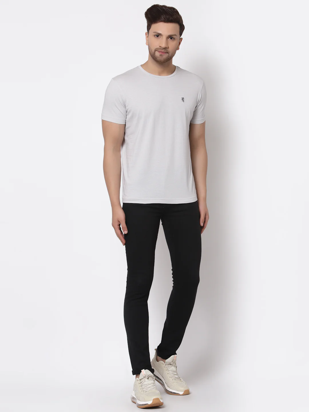 Men's Light Grey Solid T-Shirt - Image 5