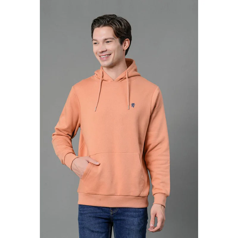 Men's Light Orange Solid Hoodie