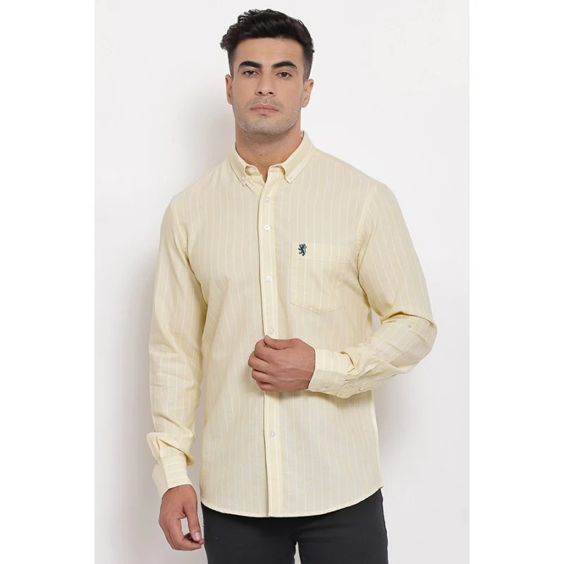 Men's Light Yellow Full Sleeves Casual Shirt