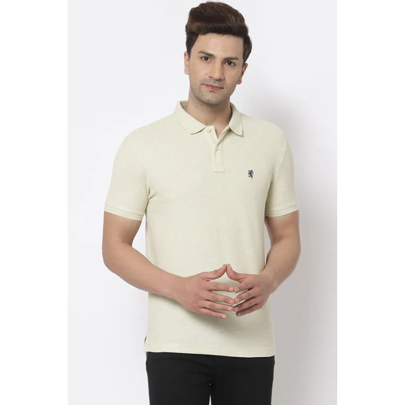 Men Lime Yellow Polo Neck T-Shirt