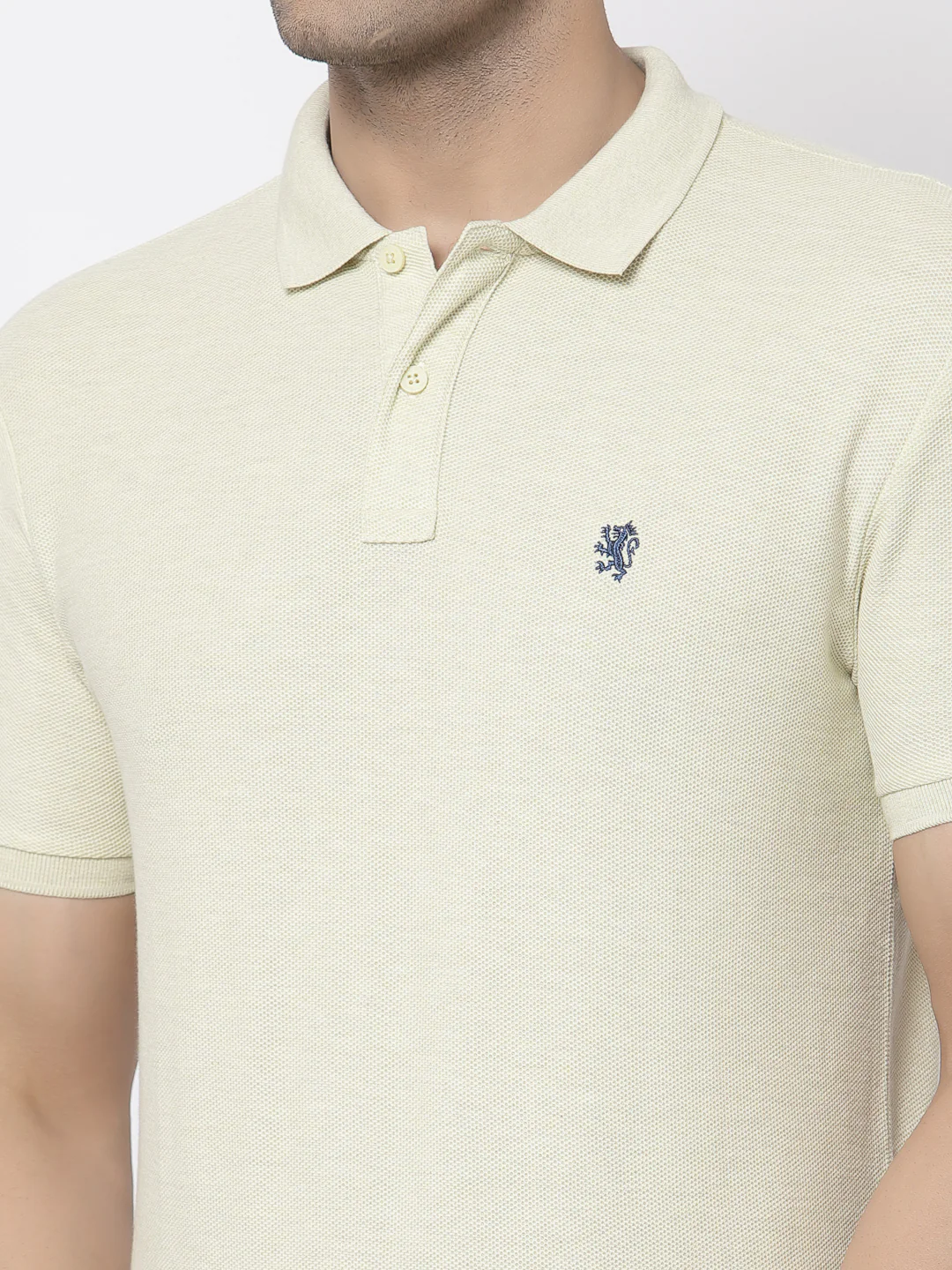 Men Lime Yellow Polo Neck T-Shirt - Image 4