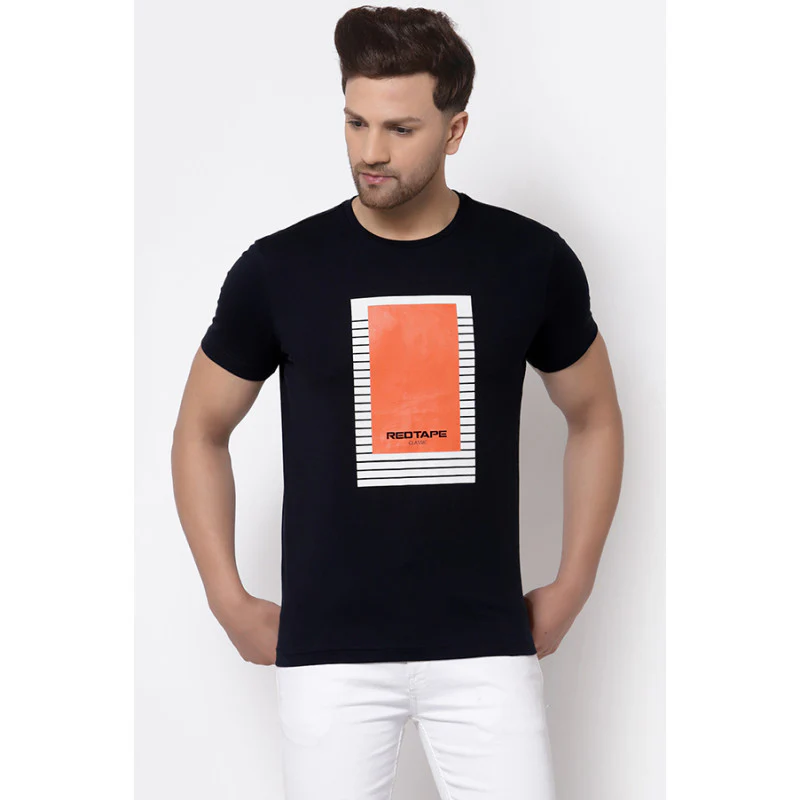 Men Navy Printed T-Shirt