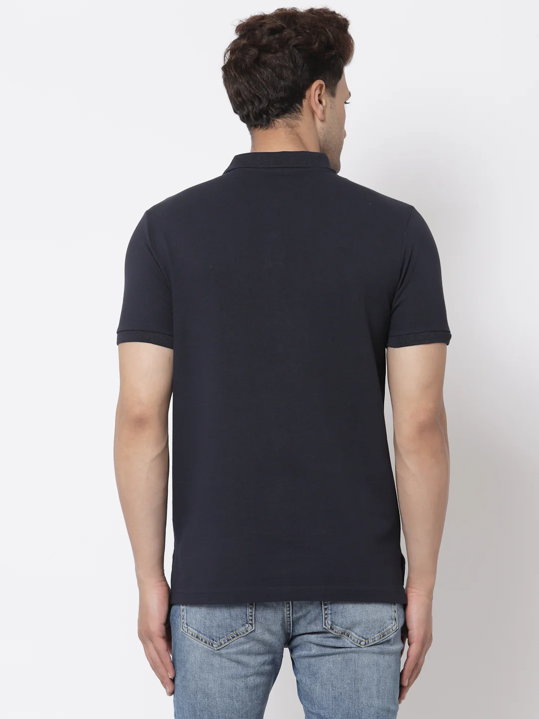 Men Navy Polo Neck T-Shirt - Image 3