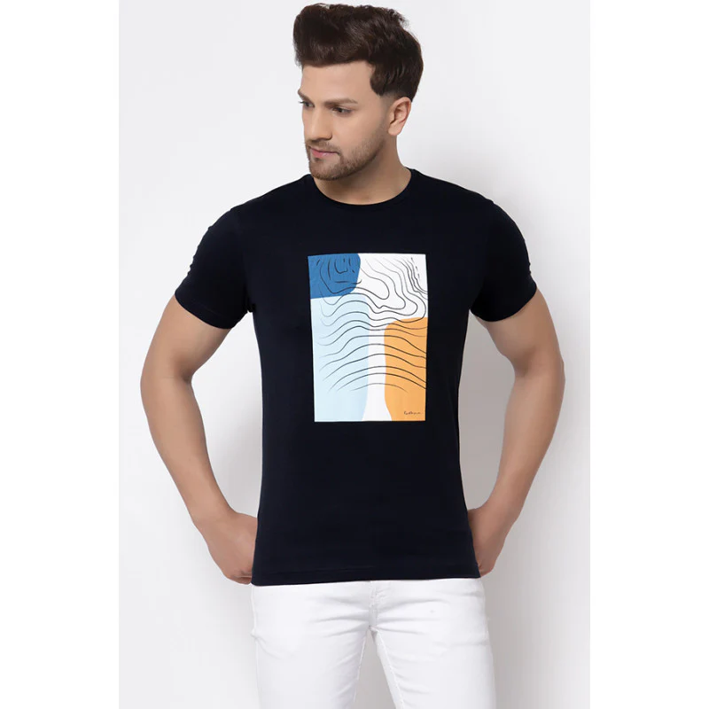 Men's Navy Printed T-Shirt