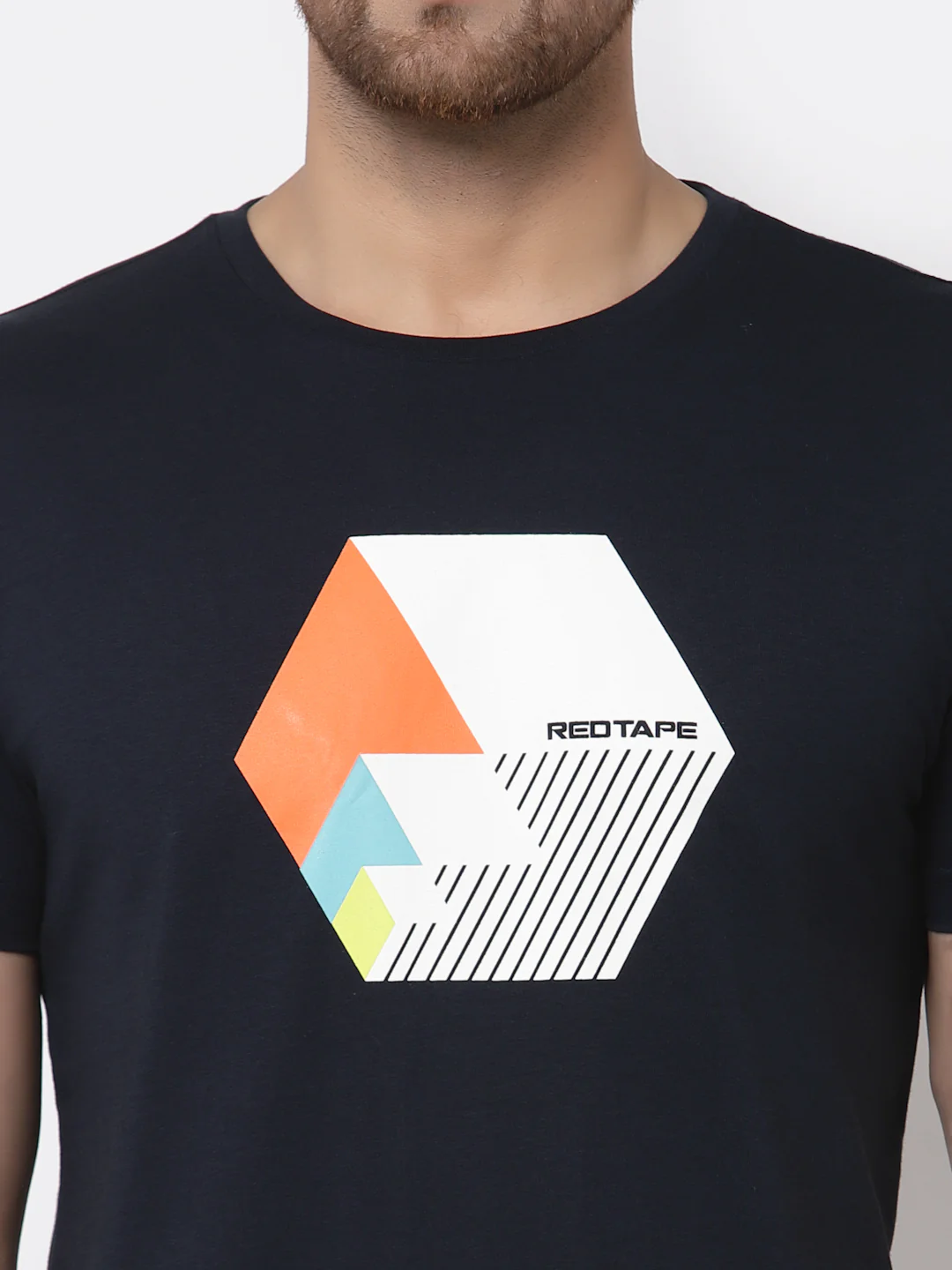 Men's Navy Round Neck Pure Cotton Graphic Print T-Shirt - Image 5