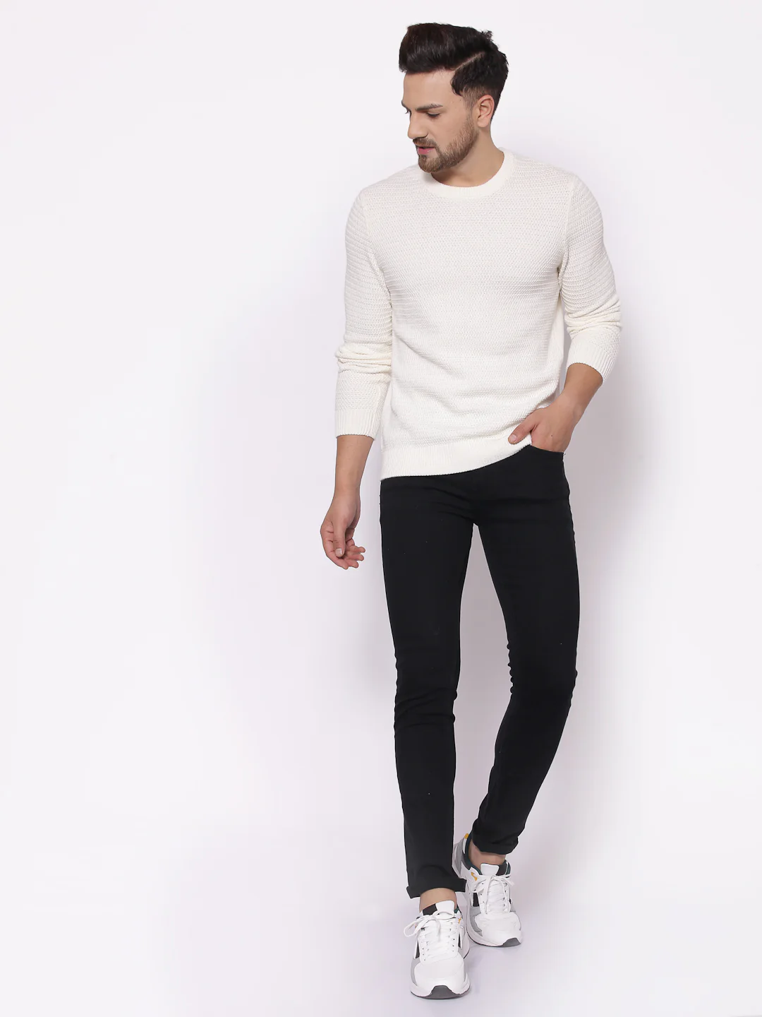 Men's Off White Sweater - Image 4