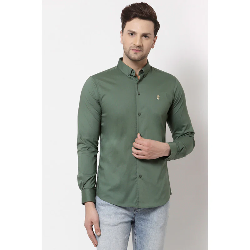 Men's Olive Solid Shirt