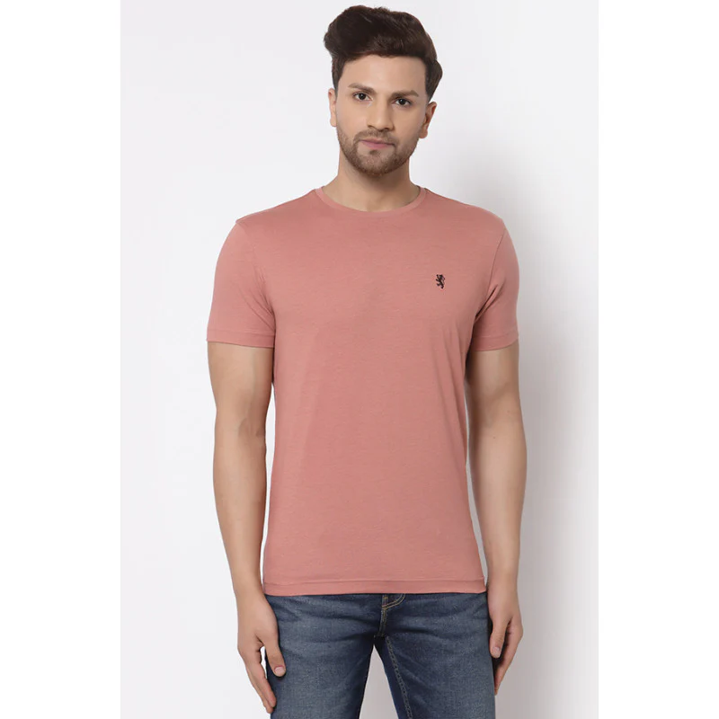 Men Pale Pink Solid T-Shirt