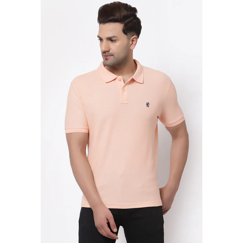 Men Peach Collared T-Shirt