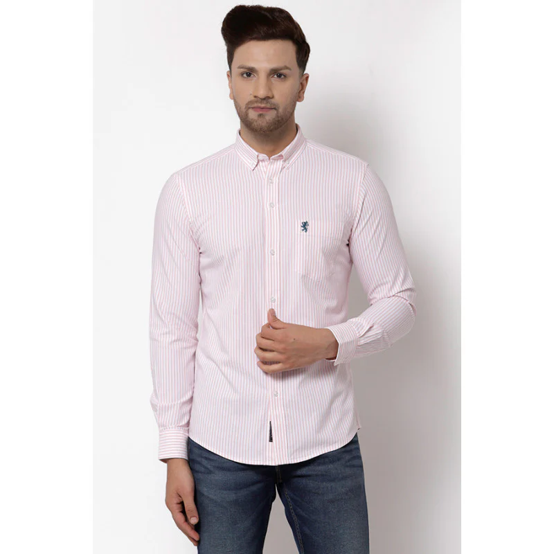 Men Peach Striped Shirt