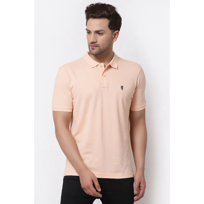 Men's Peach Polo Neck T-Shirt