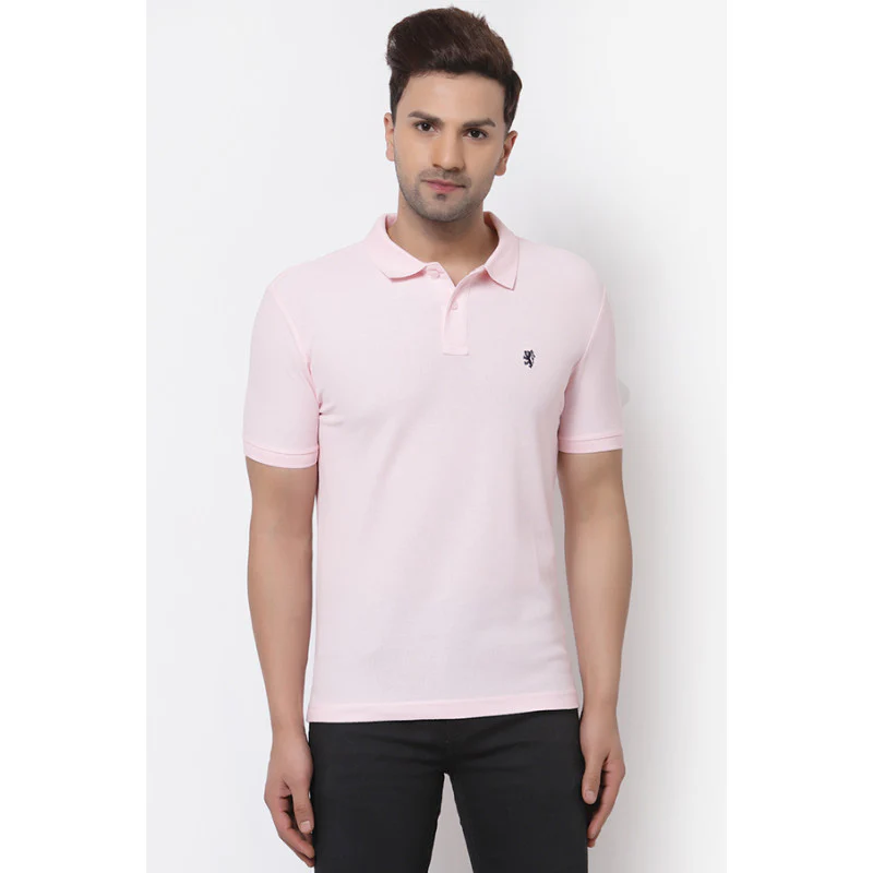 Men Pink CollaRed T-Shirt