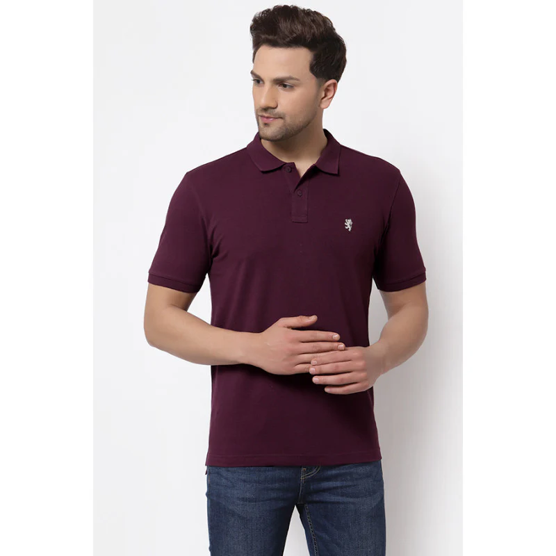Men's Plum Polo Neck T-Shirt
