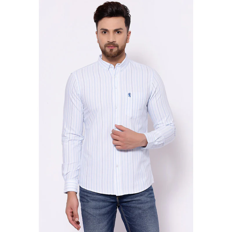Men's Powder Blue Full Sleeves Casual Shirt