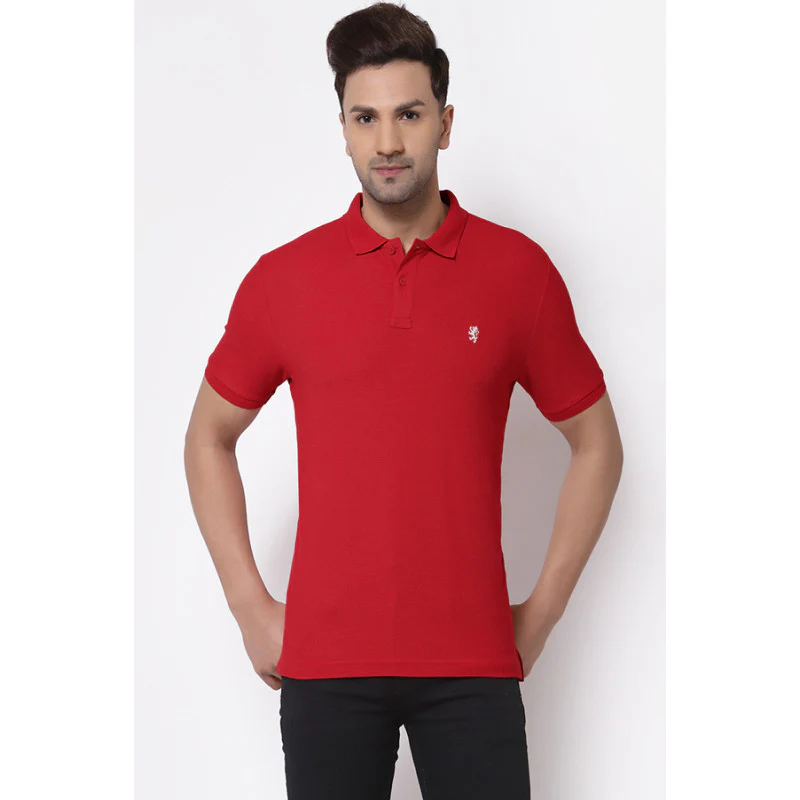 Men Red CollaRed T-Shirt