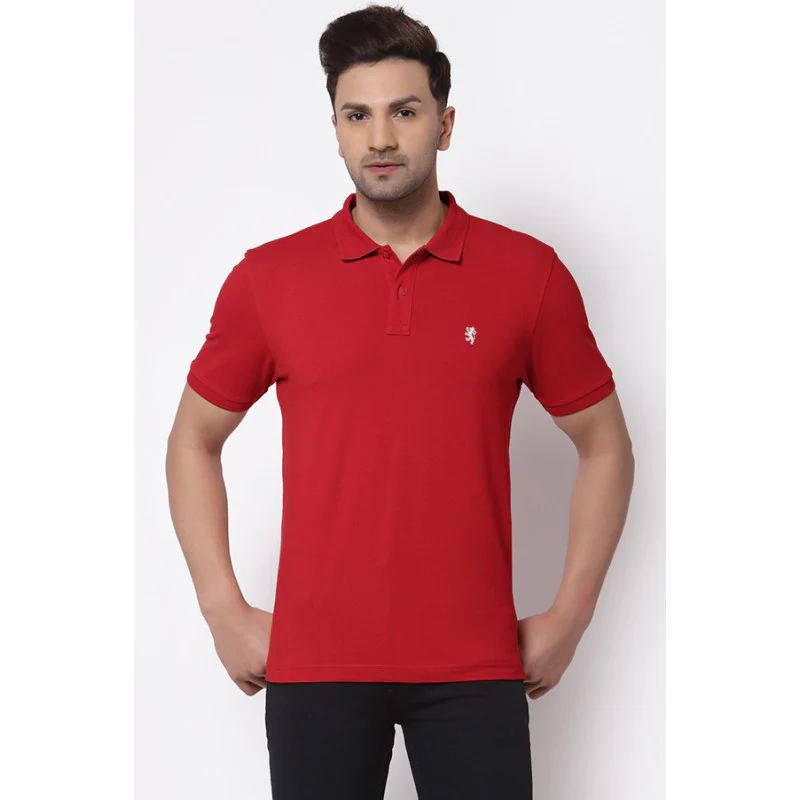 Men's Red Polo Neck T-Shirt