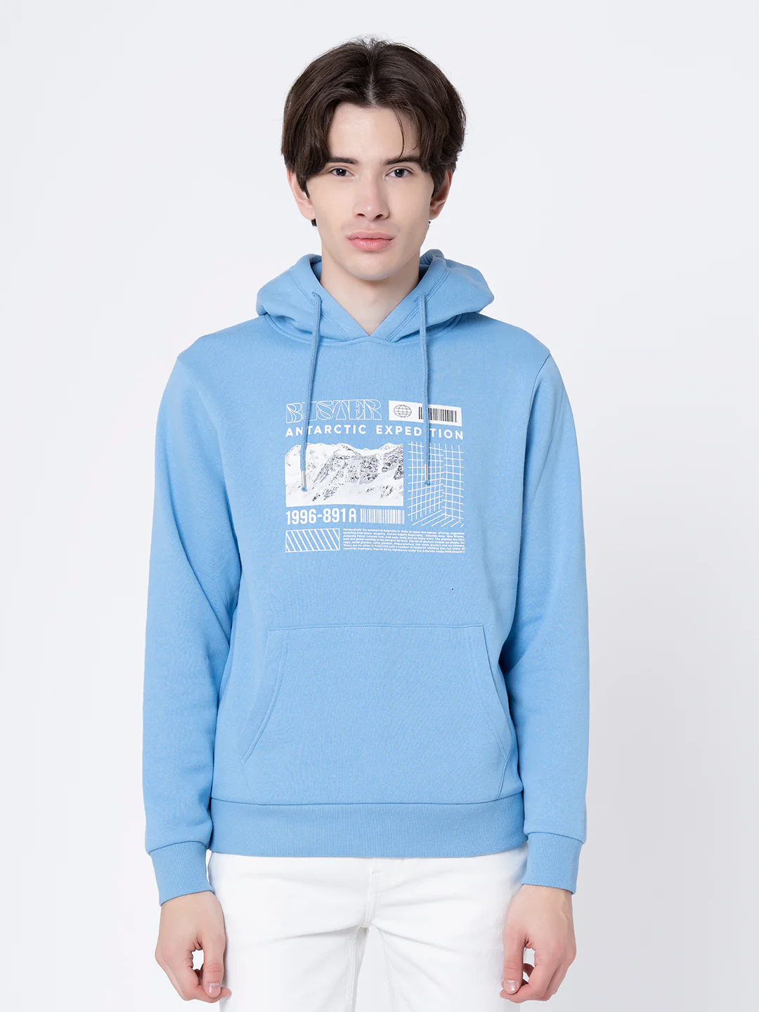 Men's Slate Blue Graphic Print Hoodie