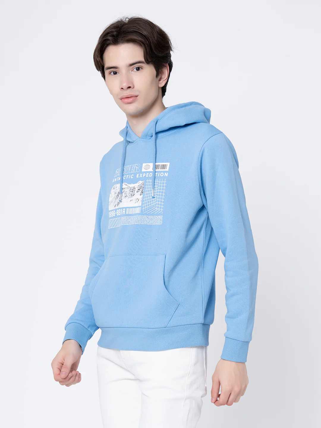 Men's Slate Blue Graphic Print Hoodie - Image 3