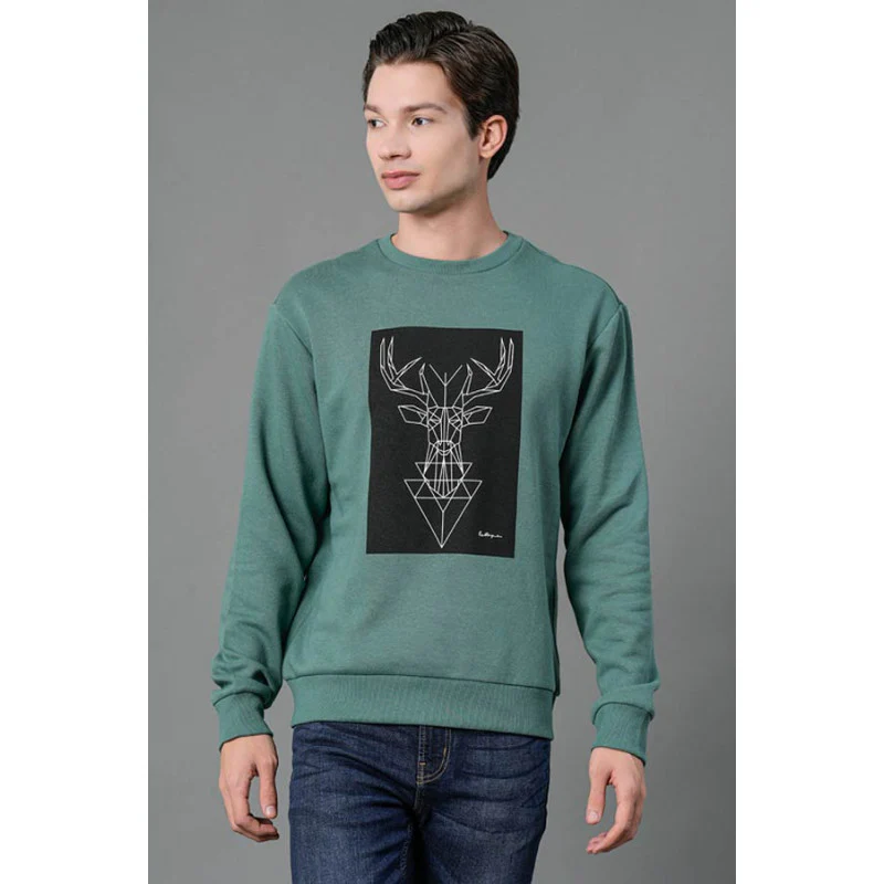 Men's Slate Green Graphic Print Sweatshirt