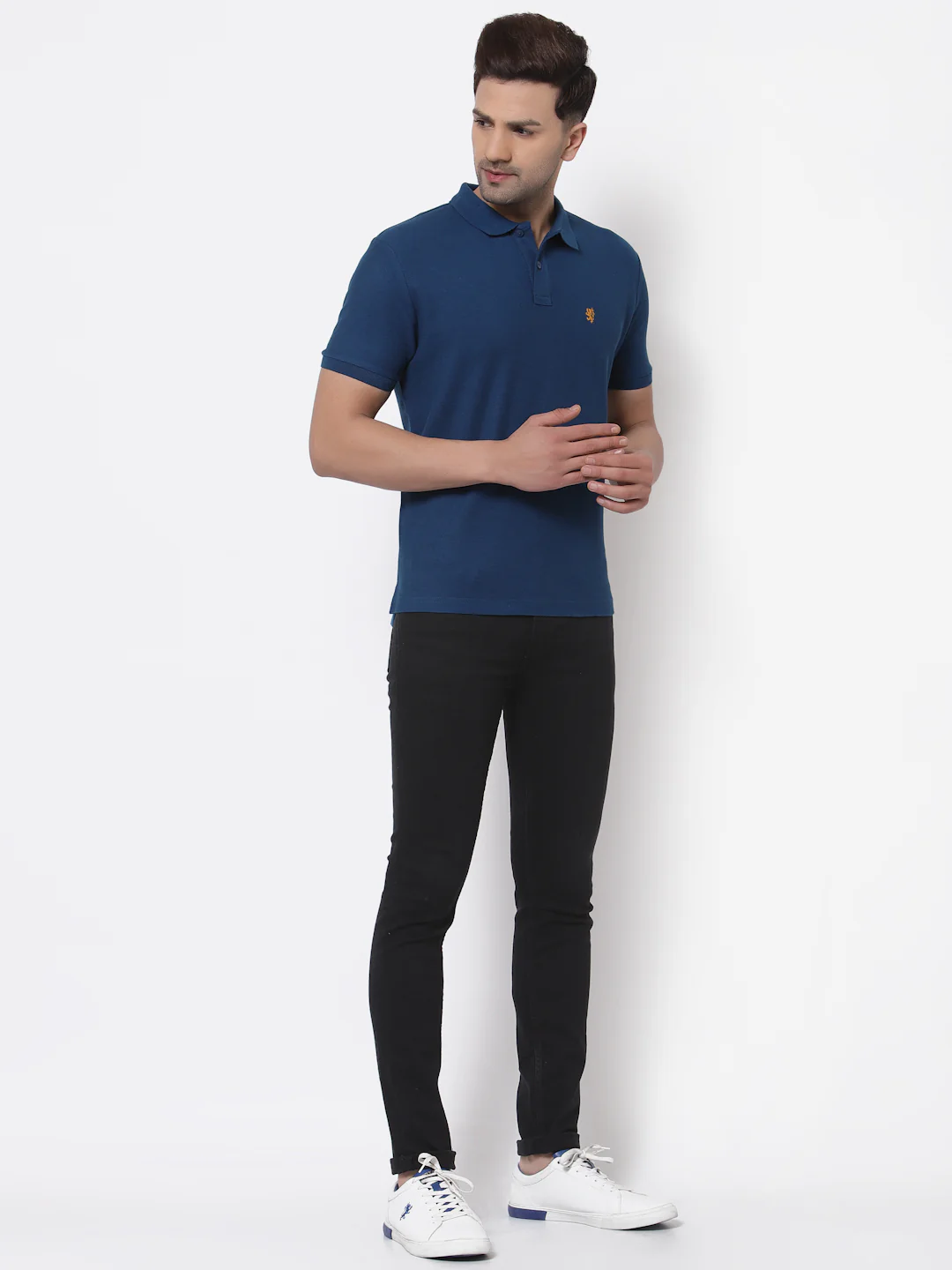 Men Teal Collared T-Shirt - Image 5