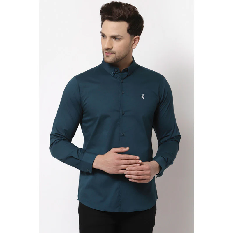 Men Teal Solid Shirt