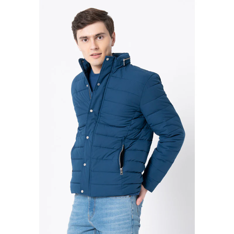 Men's Teal Solid Jacket - Image 2