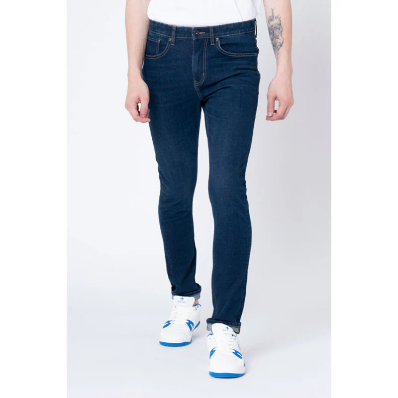 Mens Tinted Dark Blue Solid Skinny Jeans