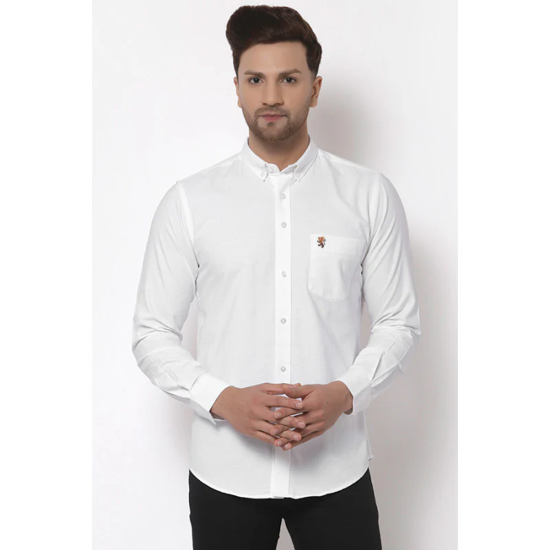 Men's White Full Sleeves Casual Shirt