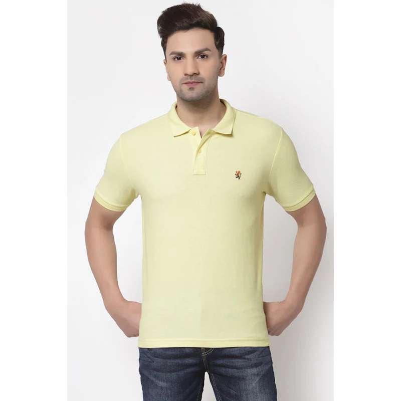 Men Yellow Collared T-Shirt