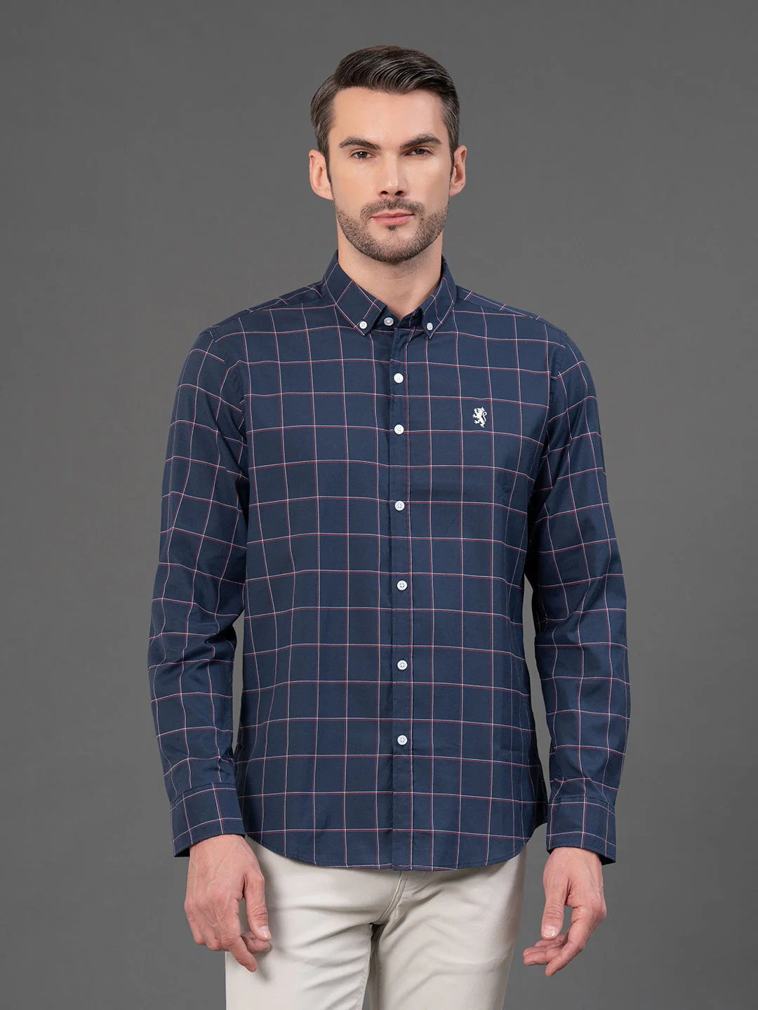 Midnight Blue Checked Shirt for Men