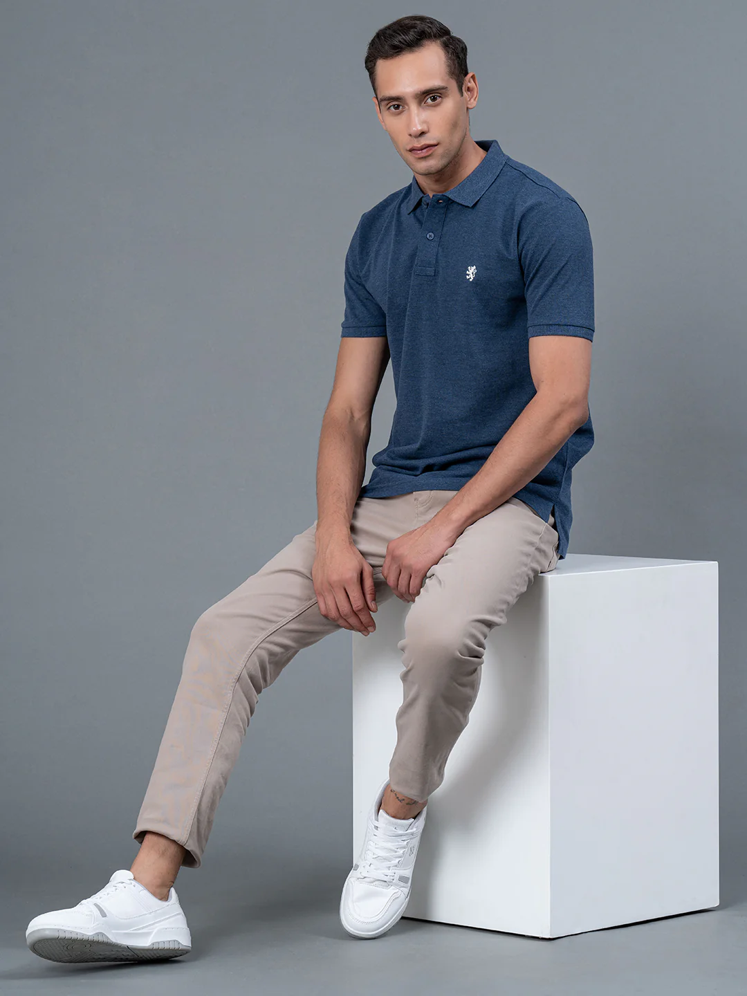Navy Blue Men's Polo T-Shirt - Image 5