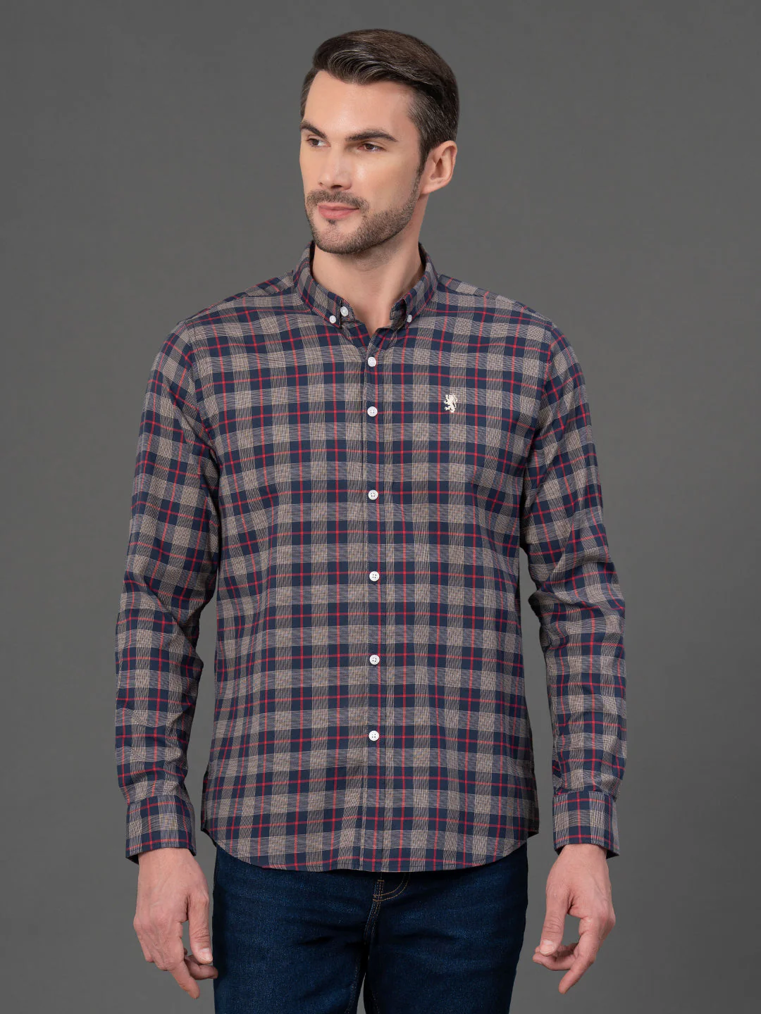 Navy Checked Shirt for Men