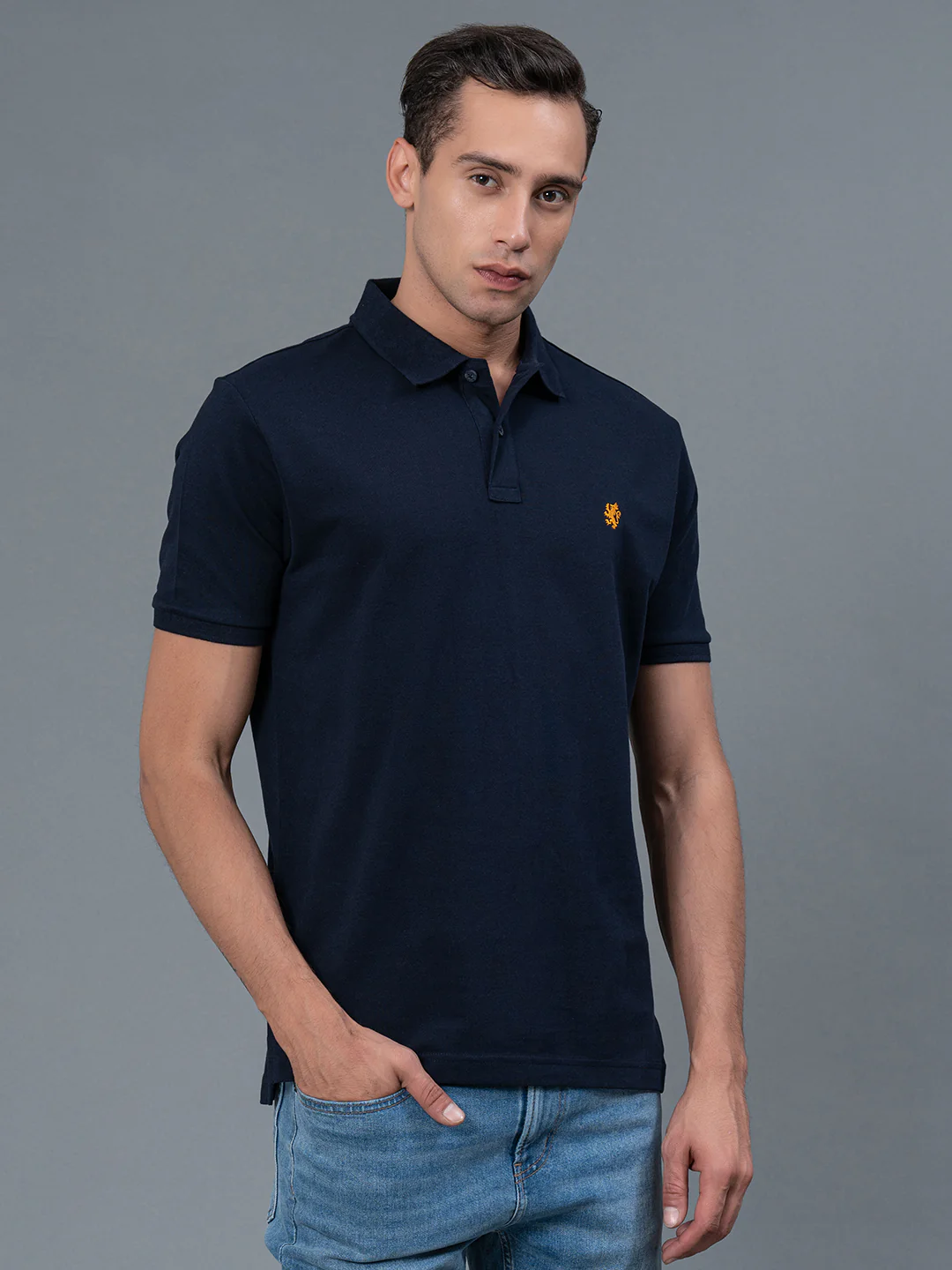Navy Men's Polo T-Shirt - Image 2