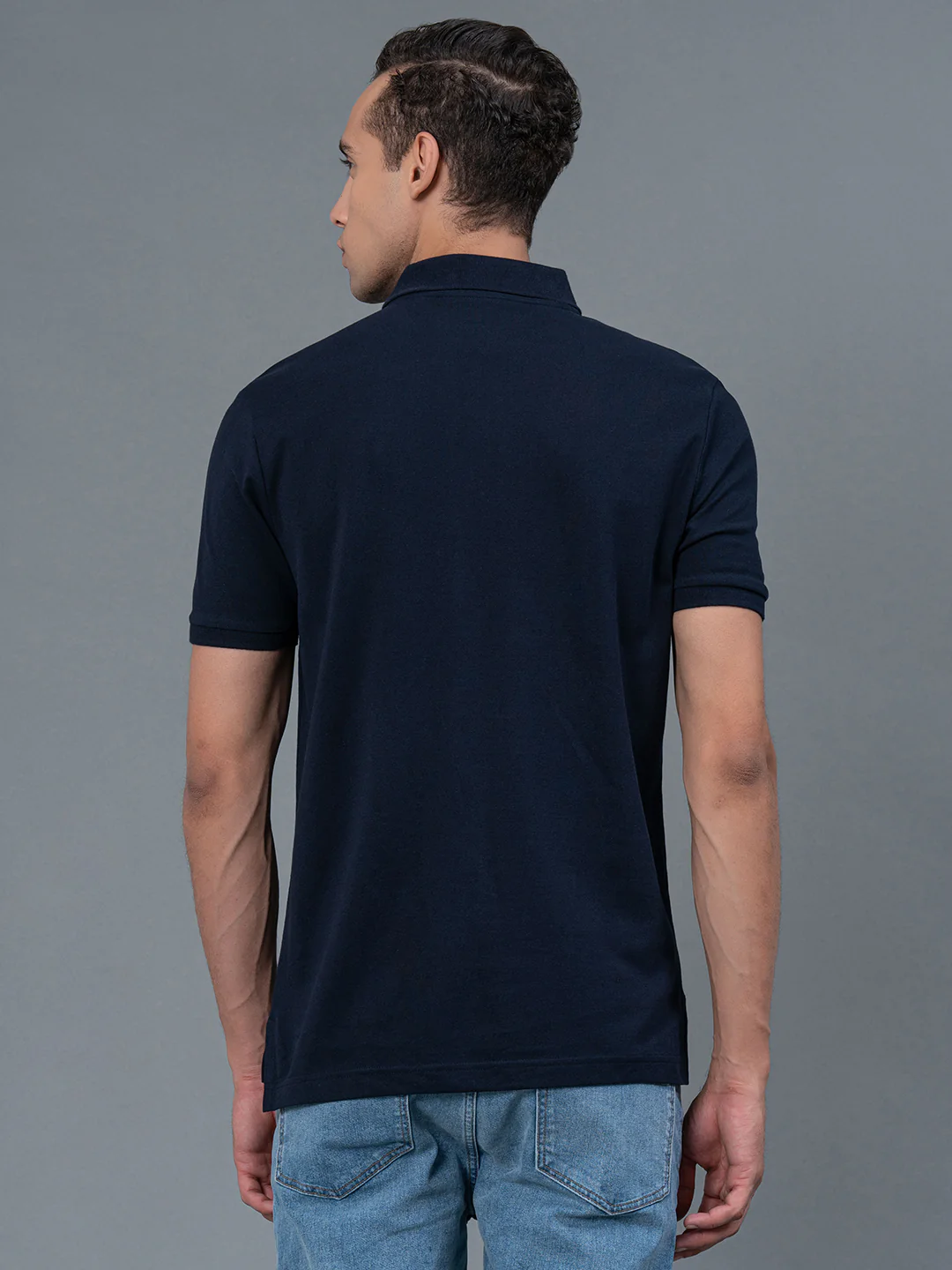 Navy Men's Polo T-Shirt - Image 3