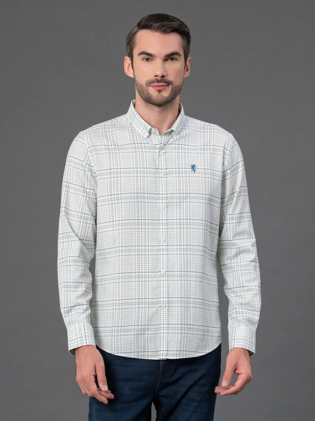 Off White Checked Shirt for Men