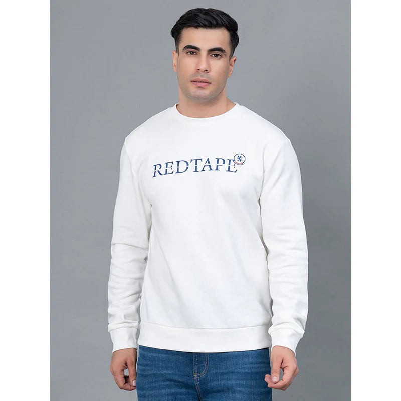 Off White Graphic Print Cotton Poly Fleece Men's Sweatshirt