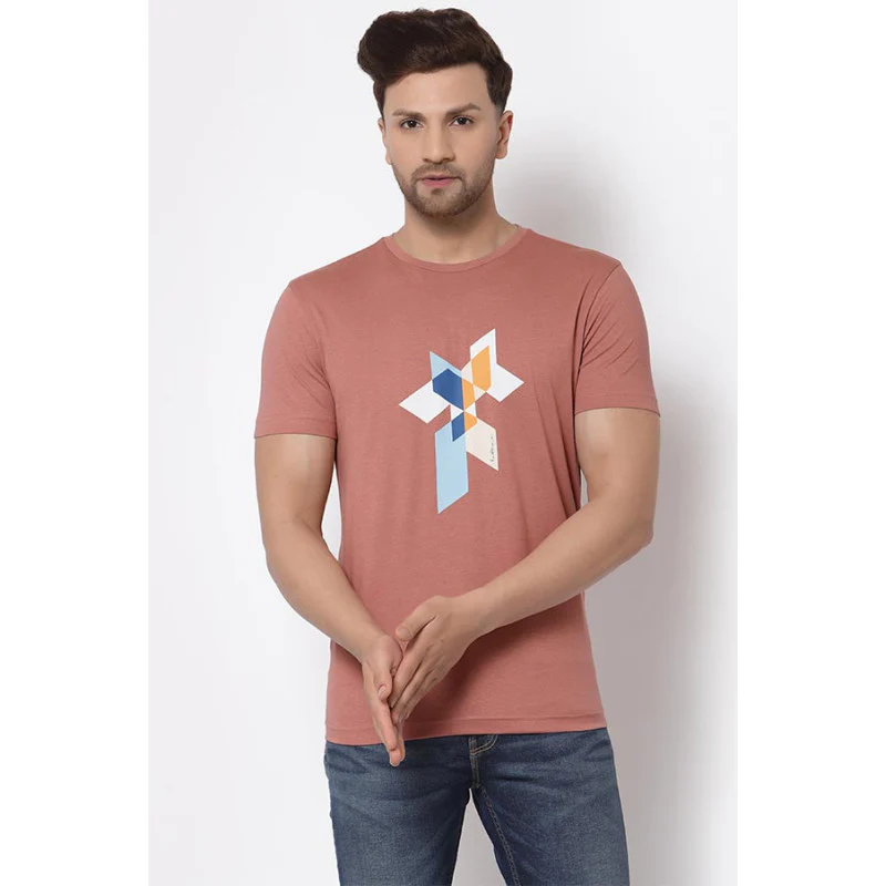 Pale Pink Graphic Print Pure Cotton Men's T-Shirt
