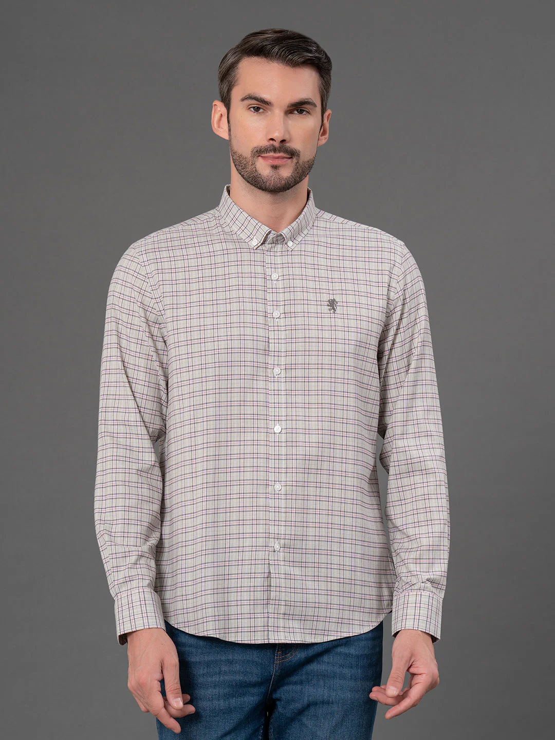Pastel Green Checked Shirt for Men