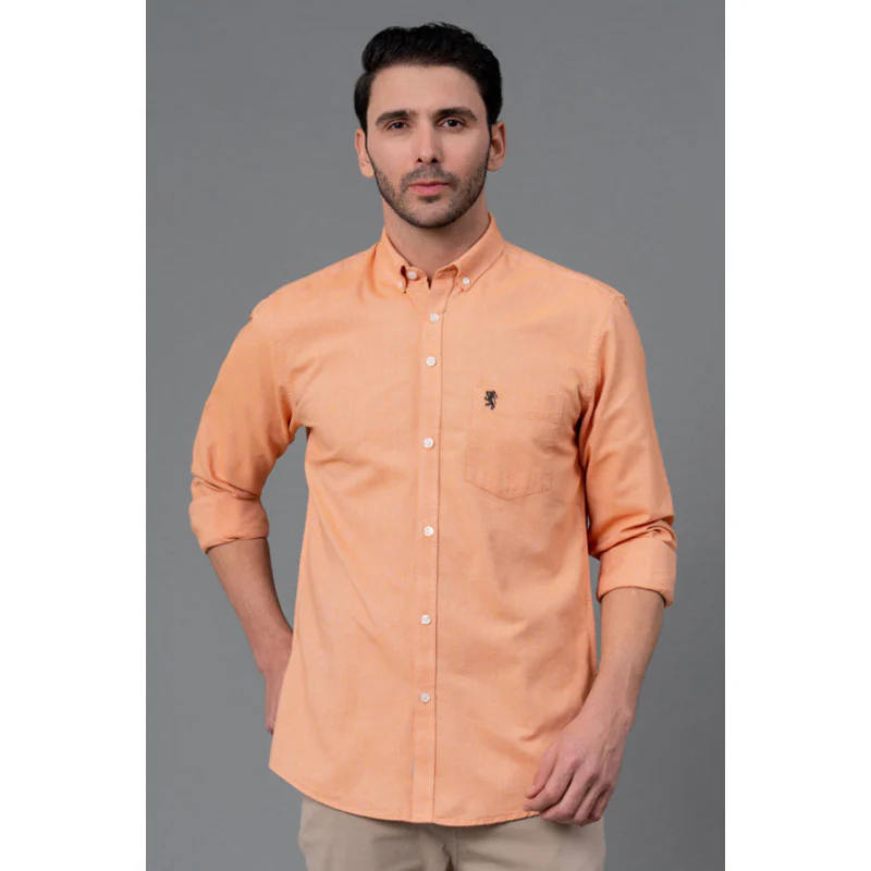 Peach Cotton Shirt for Men