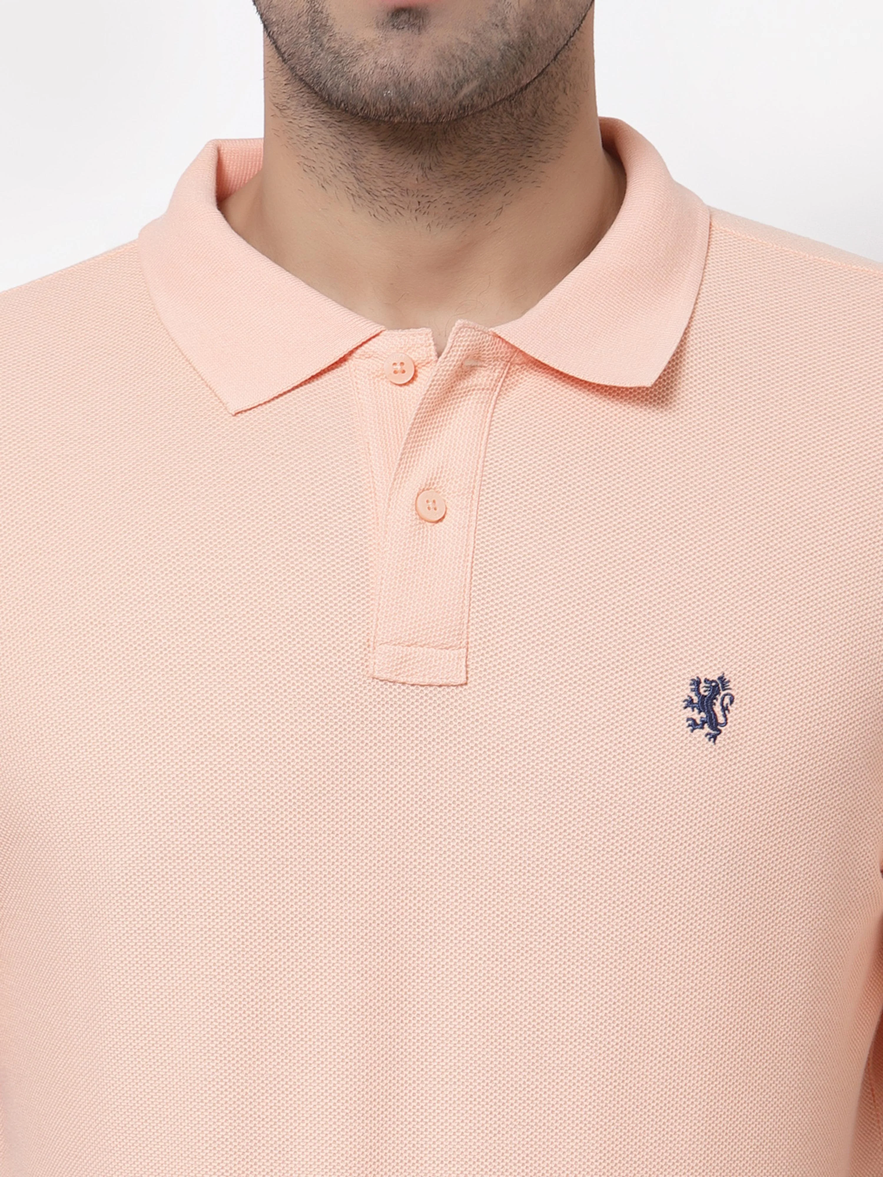 Peach Solid Pure Cotton Men's T-Shirt - Image 4